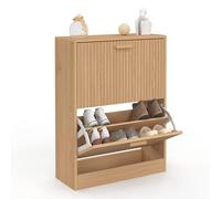 IDMarket - Mueble para zapatos de 12 pares Juliette 2 puertas listones de madera color roble