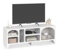 IDMarket - Mueble TV 140 cm orgánico Alesia 6 nichos de madera blanca