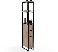 IDMarket - Mueble WC 3 puertas DETROIT diseño industrial con estantes