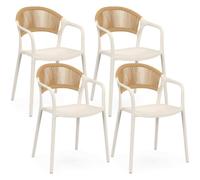 IDMarket Odelia - Juego de 4 sillas de jardín apilables | De polipropileno y cuerda de color beige