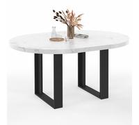IDMarket Phoenix - Mesa de comedor extensible redonda para 4-6 personas, bandeja de efecto mármol blanco Alaska 110-150 cm