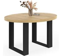 IDMarket Phoenix - Mesa de comedor fija redonda para 4 personas, madera y negro, 110 cm