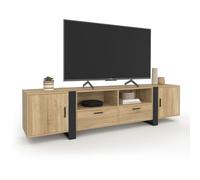 IDMarket Phoenix - Mueble para TV (200 cm, 2 puertas, 2 cajones, madera y negro