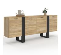 IDMarket Phoenix XXL - Aparador (200 cm, 4 puertas, madera y negro), color negro