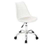 IDMarket - Silla de oficina escandinava Sara, color blanco, con ruedas