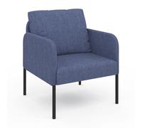 IDMarket - Sillón Auguste tejido azul, patas metálicas, color negro