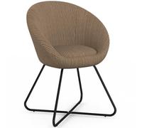 IDMarket - Sillón con forma de huevo Angelina de pana | Color topo pies cruzados negros