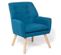 IDMarket - Sillón escandinavo NAT de tela, color azul pato