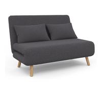 IDMarket - Sofá convertible Romeo cama supletoria 2 plazas 120 x 190 cm Tela Gris Antracita