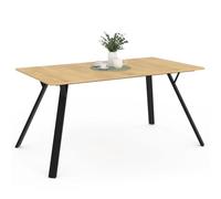 IDMarket - YSEULT mesa de comedor para 8 en madera y negro 160 cm diseño industrial