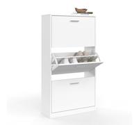 idmarket - Zapatero de 3 puertas color blanco
