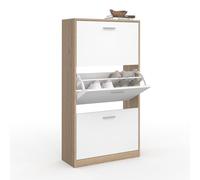 IDMarket - Zapatero KLARK 18 pares de imitación de haya 3 puertas blancas