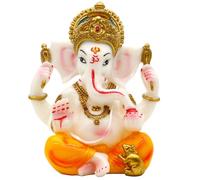 Ídolo hindú del Señor Ganesha - Estatua de Ganesh de la India Regalos Diwali Artículos de Puja India Templo para el Hogar Mandir Pooja Decoración de Coche Decoración de Coche Regalos de Boda India