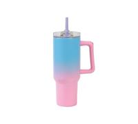 IDRINK - Botella de agua térmica de viaje, 1,2 l, con asa y pajita (rosa/azul)