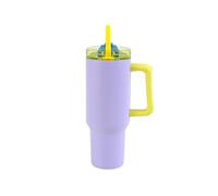 IDRINK - Vaso térmico de viaje, 1,2 l, con asa y pajita (morado)