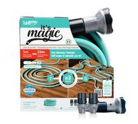 Idroeasy,manguera de jardín extensible de 15 metros con cabezal de ducha y accesorios,manguera de agua de jardín de 1/2"antitorsión y antinudos, aumenta hasta 3 veces su longitud inicial,Made In Italy