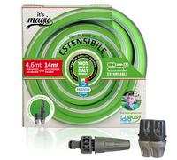 Idroeasy, Manguera Extensible de Jardín 14 Metros 1/2'', Kit Completo con Lanza, Manguera de Agua Extensible 3x, Ligera, Anti-Nudos, Anti-Torsión y Atóxica con 2 Racores Rápidos, 100% Made in Italy