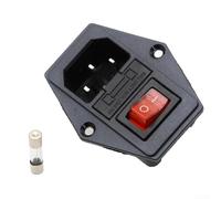 IEC320 C14 - Enchufe empotrable con portafusibles e interruptor, 250 V, 10 A, 3 pines, para dispositivos de laboratorio e industriales (rojo)