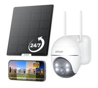 ieGeek 24/7 Grabación Continua Camara Vigilancia WiFi Exterior Solar(AOV), 9000 mAh + 5W Panel Solar,30M Rango de AI Detección,360° Seguimiento Automático,3MP Camara Vigilancia sin Cables, Alarma,IP65