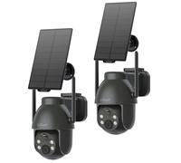 ieGeek 3MP Outdoor WiFi Surveillance Camera Solar with Battery Without Cables, Outdoor Surveillance Camera Solar Night Vision Color, PTZ 360° Remote App, Human Detection, (2PCS Grey)