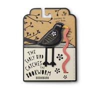IF Marcapáginas Early Bird Catches The Bookworm, clip de piel sintética para marcar tu página. Para amantes de los libros y amantes de los pájaros, mirlo