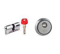 Ifam 1000Wx3030N, Niquel, 30/30 (60 Mm) + Es610Cm (025018)- Escudo De Seguridad Para Puertas, Núcleo Reforzado De Acero Antitaladro, Embellecedor Antimordaza Y Antiextracción, Acabado Cromado