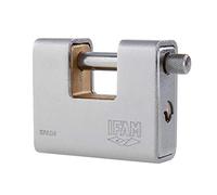 IFAM Candado Acero Endurecido Monobloque Serie Armoured, Rectangular Forma de U, Longitud de 90mm, Gran Nivel de Protección, Seguridad y Resistencia, Cromado, Incluye Llaves