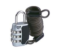 IFAM Candado Combinación Serie CS, Modelo C25S con Cable, Ideal para Bolsas, Maletas y Equipaje, Acero Cromado, Más de 1.000 Combinaciones, Seguridad y Protección