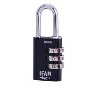IFAM Candado de Combinación Col Combi, 30mm, Color Negro, Máxima Seguridad, Ideal para Maletas y Taquillas, Con Clave y Más de 1.000 Combinaciones, Aluminio, Gran Ligereza, Arco 5mm