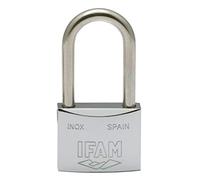 IFAM Candado Serie Inox, Arco Largo, 50mm, Alta Resistencia a la Oxidación, Ambientes Húmedos, Alto Nivel de Seguridad, Resistente y Cromado