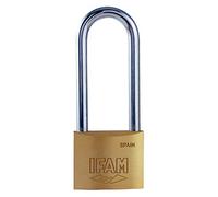 IFAM Candado Serie K, Modelo K50AEL, Arco Extra Largo, 50mm, De Latón, Con Llave, Apto para Interiores y Exteriores, Para taquillas de Gimnasio, Puertas, Armarios, Cajones, Maletas o Mochilas