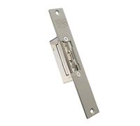 IFAM Cerradero Eléctrico E-Strike B1B1ANB01G, Abrepuertas Reversible Simétrico, Ancho 16 mm, Palanca de desbloqueo, Pestillo Radial Ajustable, Frente Largo Gris, Puerta de Madera y Aluminio Interior