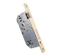 IFAM Cerradura de Embutir W500.40RHL, Frente Redondo, Acabados en Latón, Entrada 40 mm, Cerradura Puerta Interior y Exterior, Picaporte, Cilindro y Escudo Incluido, Seguridad, Antiganzua, Cerrojo