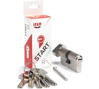 IFAM Cilindro de Pomo para Puertas Start-R, 30x30mm, Leva 15mm, Bombín Cerradura de Seguridad 6 Pitones de Acero, 5 Llaves Reversibles, Sistema Antiganzúa y Antitaladro, Perfil Europeo, Acabado Níquel