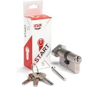 IFAM Cilindro de Pomo para Puertas Start-S, 30x30mm, Leva 15mm, Bombín Cerradura de Seguridad 6 Pitones de Acero, 3 Llaves de Serreta, Sistema Antiganzúa y Antitaladro, Perfil Europeo, Acabado Níquel