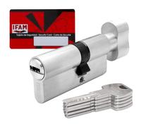 IFAM Cilindro para Puertas Serie F6S, 30x30 mm con botón, Cilindro con 5 Llaves, Protección Antitaladrado y Antiganzamiento, Cerradura Perfil Europeo, Color Níquel