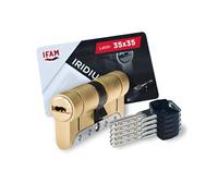 IFAM Cilindro Puertas Iridium, 35x35mm, Leva 15mm, Bombin Cerradura Seguridad, 5 Llaves, Doble Protección Antirotura, Antitaladro y Antiganzúa, Doble Sistema Antibumping, Perfil Europeo, Color Dorado