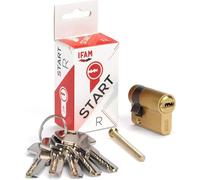 IFAM Cilindro Puertas Start-R, 10x30mm, Leva 15mm, Bombín Cerradura de Seguridad con 6 Pitones de Acero, Incluye 5 Llaves Reversibles, Sistema Antiganzúa y Antitaladro, Perfil Europeo, Acabado Latón