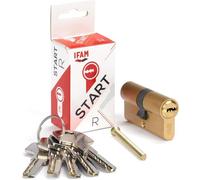 IFAM Cilindro Puertas Start-R, 30x30mm, Leva 15mm, Bombín Cerradura de Seguridad con 6 Pitones de Acero, Incluye 5 Llaves Reversibles, Sistema Antiganzúa y Antitaladro, Perfil Europeo, Acabado Latón