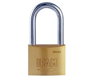 IFAM K30AL llaves iguales (013015) - Candado de latón, 30mm, arco largo de acero carbonitrurado y templado, cierre doble enganche, protección antiganzúa, 2 llaves