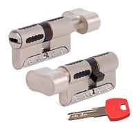 IFAM WX1000 Bombin de Seguridad 30x30 Color Niquel CON POMO Cilindro Bombillo Reforzado DOBLE EMBRAGUE Antirotura Antibumping Antitaladro Leva Antiextracción Cerradura para Puerta 5 Llaves y Tarjeta