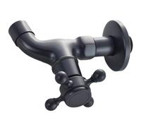 ifundom Grifo de pared vintage de negro para fregadero, de cobre, montaje en pared, para baño y exterior, con de 1/2