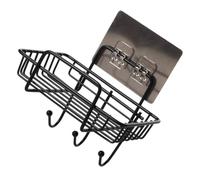 ifundom Jabonera de Pared con Escurridor, Estante para Guardar Jabón Hueco, Negro, Hierro, con Gancho, Reutilizable, para Cocina