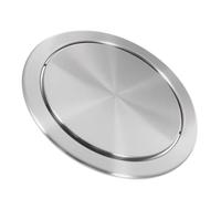 ifundom Tapa de Cubo de Basura Abatible Redonda de Acero Inoxidable Plata