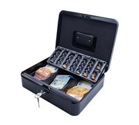 iggual Caja de Efectivo con 2 Llaves para Contar y Transportar Dinero, Caja de caudales portátil con Bandeja Organizador de Monedas y Billetes, Negro
