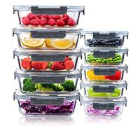 Igluu Meal Prep Recipientes de Cristal (Set de 10) - 370 & 1050ml | Tapa Hermética y Sin BPA - Horno, Freidora de Aire, Microondas, Congelador y Lavavajillas - Vidrio de Borosilicato