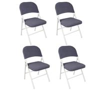 IGTOPS Funda elástica para silla, plegable, de terciopelo, extraíble, lavable, para sillas de comedor, bodas, oficina, banquetes, fiestas, decoración, universal (4, gris oscuro)