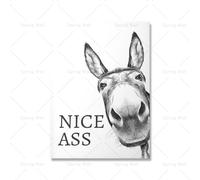 IHHGNB Cuadro divertido con cita inspiradora Nice Ass, imagen de burro vintage, póster y láminas para decoración de baño (60x80cm (24x31in)/Sin marco)