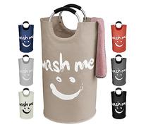 IHOMAGIC 115L Grande Cestos para la Colada, Smiley Bolsa de lavandería plegable, Independiente Cesto Ropa Sucia con Asa para Juguetes, Mantas, Ropa, Esterillas de Yoga, Herramientas de Pesca - Caqui