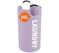 IHOMAGIC 95L Cesta Ropa Sucia con Manijas de Aleación, Cesto de Ropa Sucia Plegable, Cestos para la Colada de Tela Oxford, Bolsa de Lavandería Plegable para Botellas de Almacenamiento, Purple